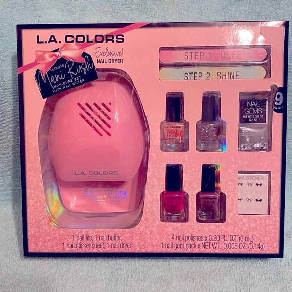 New L.A. Colors Ultimate Mani Rush Manicure Set with Nail Dryer - Picture 1 of 8